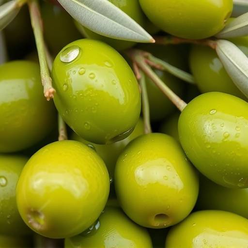 Imagen de detalle de aceitunas arbequinas reci&eacute;n cosechadas
